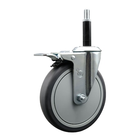 Service Caster 6'' Thermoplastic Rubber Swivel 3/4'' Expanding Stem Caster Total Lock Brake SCC-EXTTL20S614-TPRB-34
